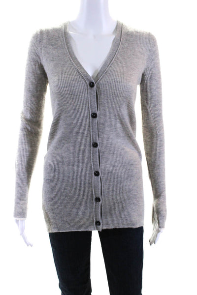 Rag & Bone Womens Cashmere V-Neck Button Up Cardigan Sweater Gray Size XS