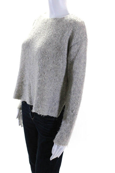 ATM Womens Wool Blend Round Neck Long Sleeve Pullover Sweater Top Gray Size S