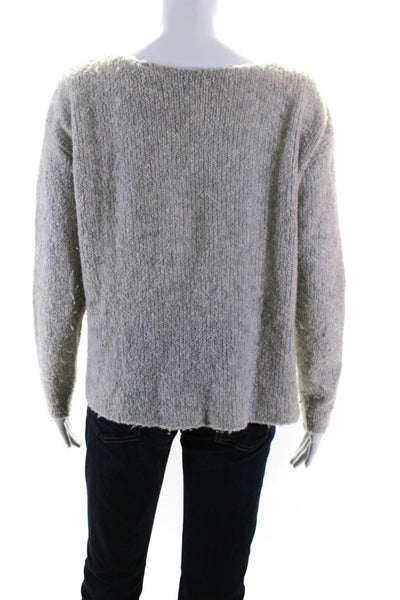 ATM Womens Wool Blend Round Neck Long Sleeve Pullover Sweater Top Gray Size S