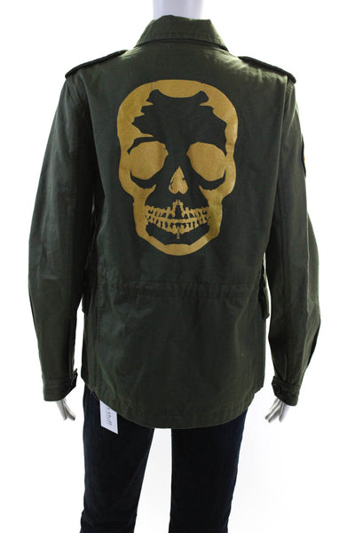 Zadig & Voltaire Womens Full Zipper Cargo Jacket Green Cotton Size Medium