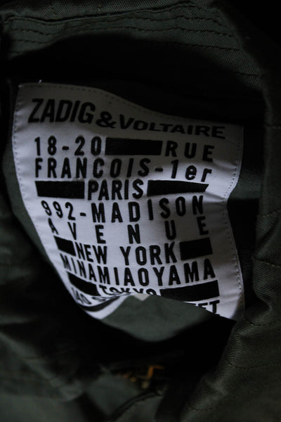 Zadig & Voltaire Womens Full Zipper Cargo Jacket Green Cotton Size Medium