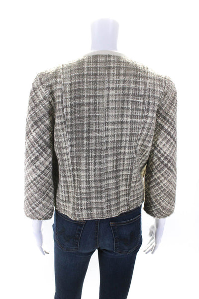 Marc Jacobs WOmens Wool Plaid Snap Closure Collared Jacket Brown Size 6