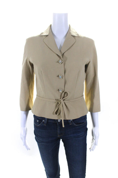 Moschino Cheap & Chic Womens Wool Single Breasted Blazer Jacket Beige Size 8
