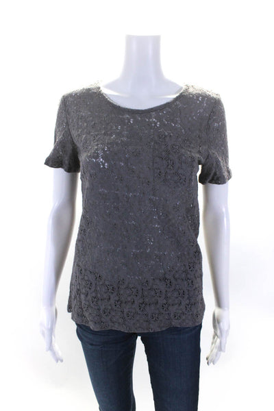 Marc By Marc Jacobs Womens Cotton Short Sleeve Lace T shirt Purple Size M