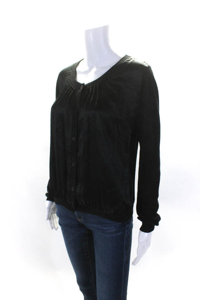 Moschino Cheap & Chic Womens Silk Cashmere Button Down Knit Top Black Size 8