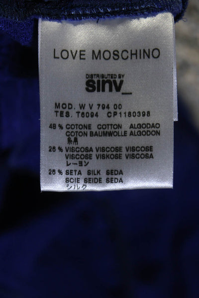 Love Moschino Womens Sleeveless Ruffle Trim Sheath Dress Purple Size 6