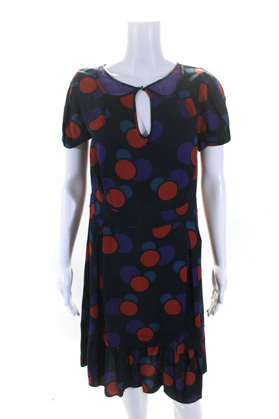 Marc By Marc Jacobs Womens Silk Polka Dot A Line Dress Multicolor Size 8