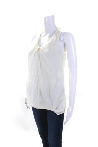 Brunello Cucinelli Womens Sleeveless Crew Neck Silk Top White Size Large