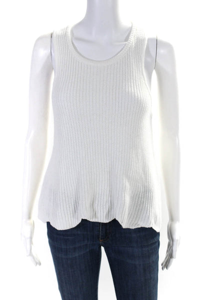 Cotton By Autumn Cashmere Womens Knit Scoop Neck Sweater Tank Top White Size S
