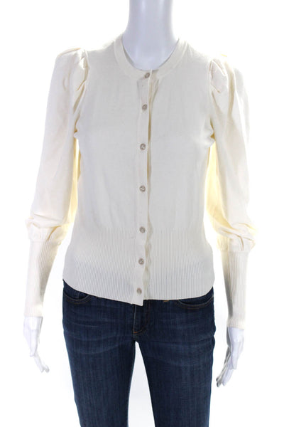 525 Womens Knit V-Neck Button Up Long Sleeve Cardigan Sweater White Size XS