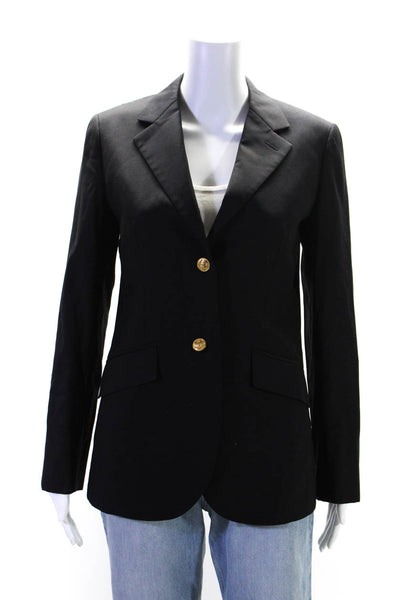 Brooks Brothers Womens Wool Buttoned Collared Long Sleeve Blazer Navy Size 2