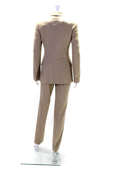 Piazza Sempione Womens Buttoned Darted Blazer Jacket Pants Set Brown Size 38 40