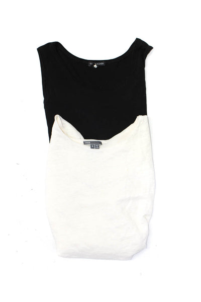 Eileen Fisher Vince Womens Tank Top Shirt Black White Size Medium Small Lot 2