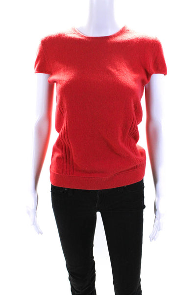 Tse Womens Crew Neck Cap Sleeve Sweater Red Cashmere Size Medium