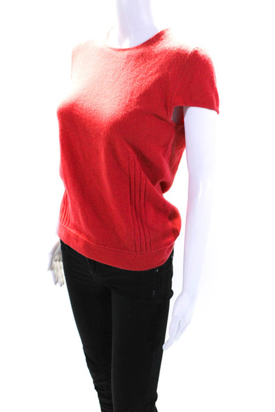 Tse Womens Crew Neck Cap Sleeve Sweater Red Cashmere Size Medium