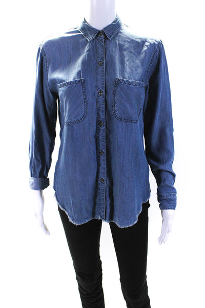 Rails Womens Long Sleeve Chambray Button Up Shirt Blouse Blue Size XS