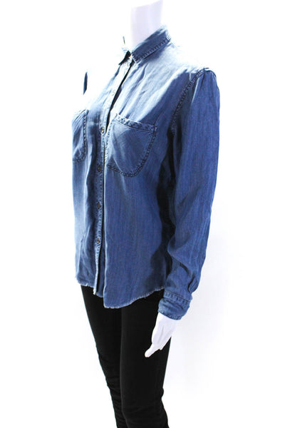 Rails Womens Long Sleeve Chambray Button Up Shirt Blouse Blue Size XS