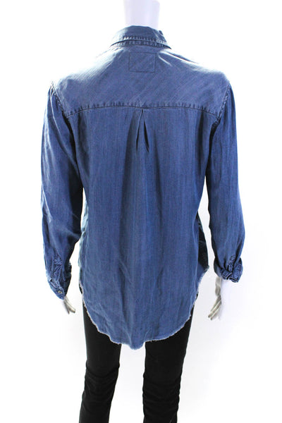 Rails Womens Long Sleeve Chambray Button Up Shirt Blouse Blue Size XS