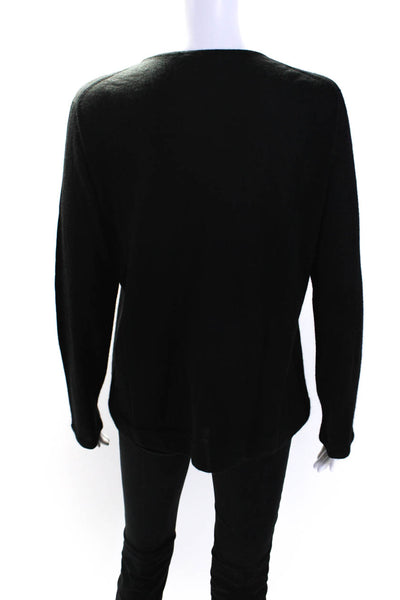 Akris Womens Thin Knit Crew Neck Pullover Sweater Black Cashmere Size 10