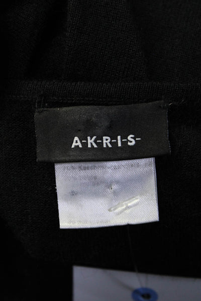 Akris Womens Thin Knit Crew Neck Pullover Sweater Black Cashmere Size 10