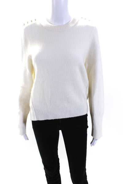 3.1 Phillip Lim Womens Faux Pearl Crew Neck Pullover Sweater White Size Medium