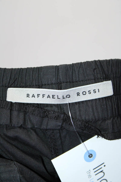 Raffaello Rossi Womens Slim Leg Poplin Elastic Waist Pants Black Size FR 32