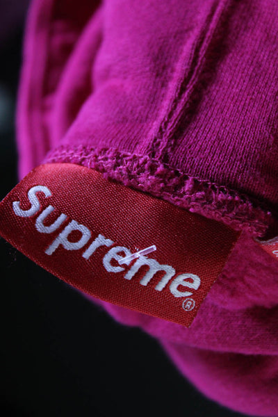 Supreme Womens Metallic Embroidered Logo Hoodie Sweatshirt Pink Size Medium