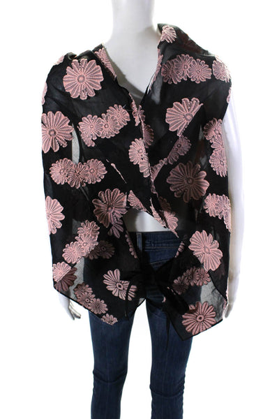 Roland Mouret Womens Floral Embroidery Asymmetrical Top Blouse Pink Black Size 6