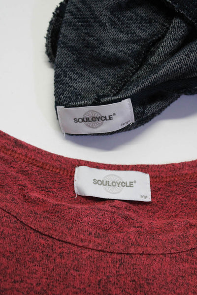 Soulcycle Womens Drawstring Long Sleeve Pullover Top Hoodie Red Size L Lot 2