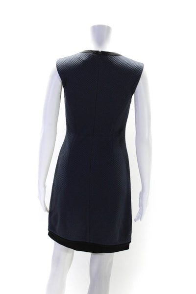 3.1 Phillip Lim Womens Textured Cotton Round Neck Sleeveless Dress Navy Size 0