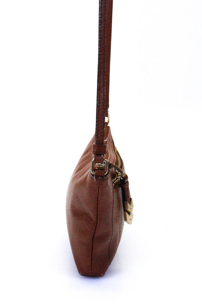 Cole Haan Womens Leather Adjustable Strap Zip Up Shoulder Bag Brown