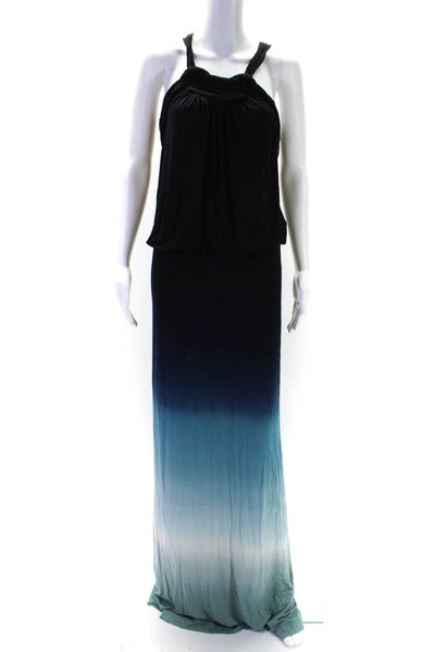 Young Fabulous & Broke Womens Gradient Halter Jersey Maxi Dress Blue Size Medium