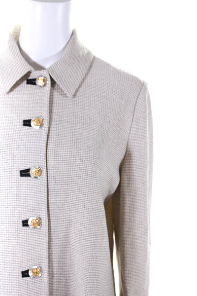 St. John Collection By Marie Gray Womens Textured Buttoned Blazer Tan Size 8