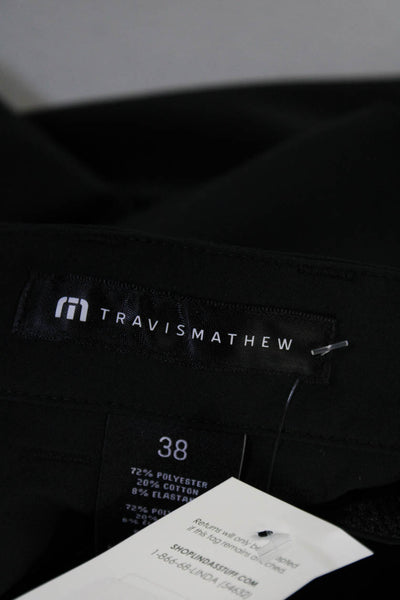 Travis Mathew Mens Zip Up Mid Rise Straight Dress Pants Trousers Black Size 38