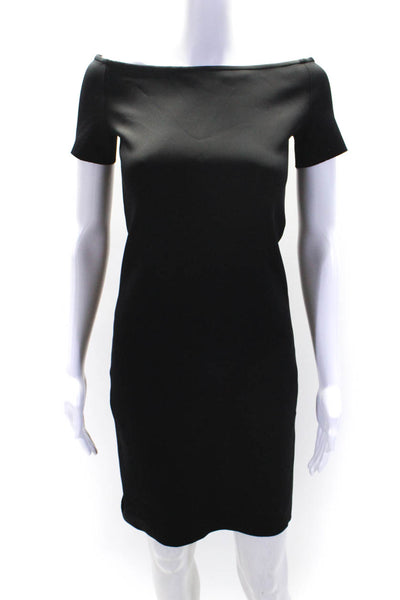 Helmut Lang Womens Short Sleeve Off Shoulder Scuba Sheath Dress Black Size Small