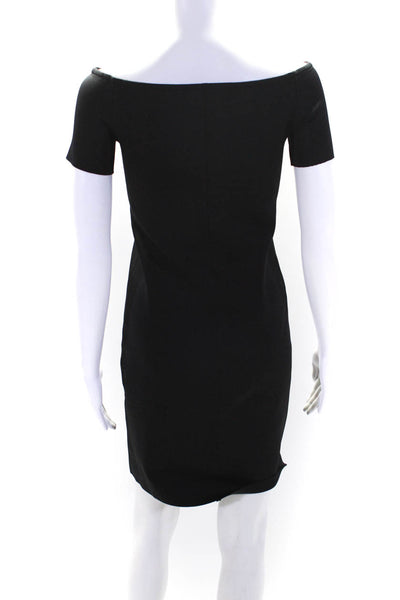 Helmut Lang Womens Short Sleeve Off Shoulder Scuba Sheath Dress Black Size Small