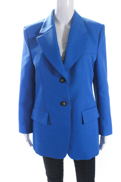 Victoria Beckham Womens Two Button Notched Lapel Blazer Jacket Blue Size 8