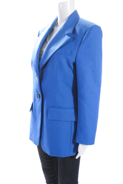 Victoria Beckham Womens Two Button Notched Lapel Blazer Jacket Blue Size 8