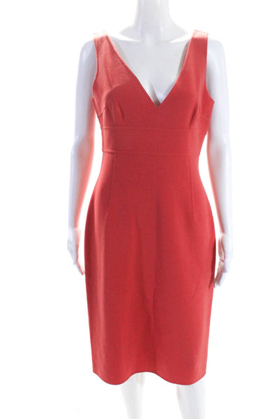 Michael Kors Womens Back Zip Sleeveless V Neck Sheath Dress Salmon Wool Size 8