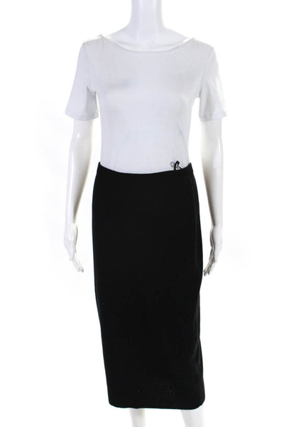 Eileen Fisher Womens Pencil Maxi Skirt Black Wool Size Petite Medium