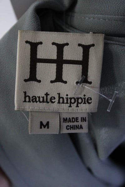 Haute Hippie Womens Gray Collar Hi-Low Long Sleeve Button Down Shirt Size M