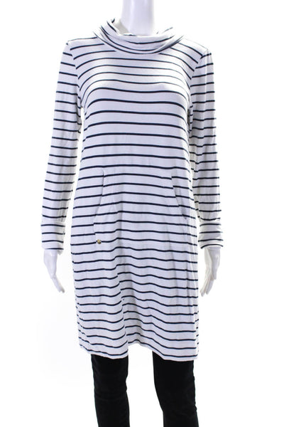 Lilly Pulitzer Womens White Striped Turtleneck Pullover Tunic Sweatshirt Size M