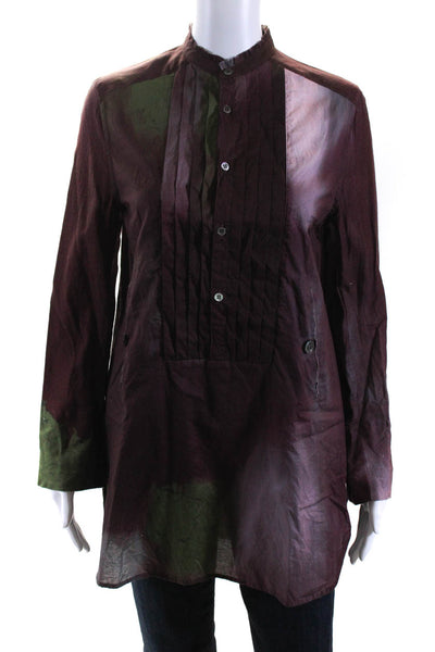 Undercover Jun Takahashi Womens Pleated Button Up Blouse Top Purple Size M