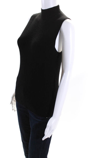Theory Womens Ribbed Ninsy Evian Turtleneck Shell Sweater Black Wool Size Medium
