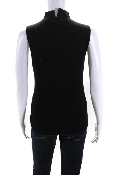 Theory Womens Ribbed Ninsy Evian Turtleneck Shell Sweater Black Wool Size Medium