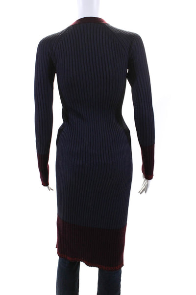 Rag & Bone Womens Ribbed Cardigan Sweater Navy Blue Purple Size Small