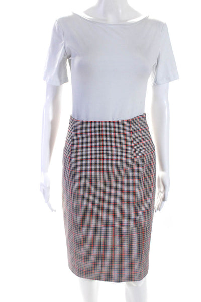 Boden Womens Plaid High Rise Zip Up Midi Pencil Skirt Beige Size 4