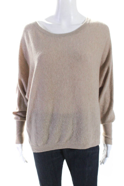 BCBG Max Azria Womens Wool Knit Scoop Neck Dolman Sleeve Sweater Tan Size M