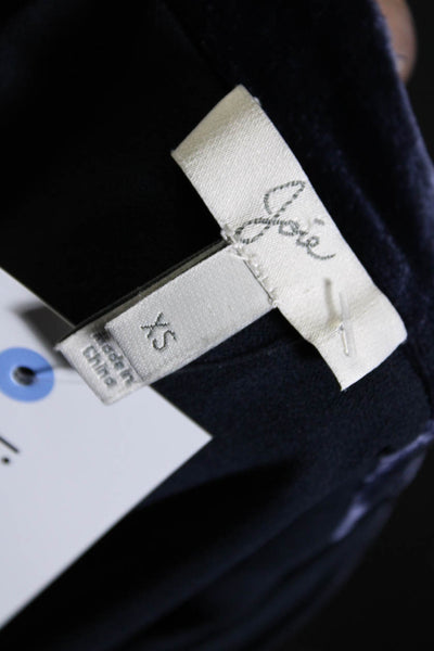 Joie Women's V-Neck Short Sleeves Velvet Blouse Navy Blue Blouse Size XS