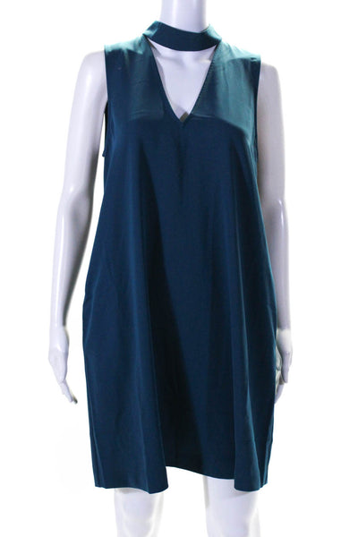 Rachel Rachel Roy Womens Blue V-Neck Peep Sleeveless A-Line Dress Size M